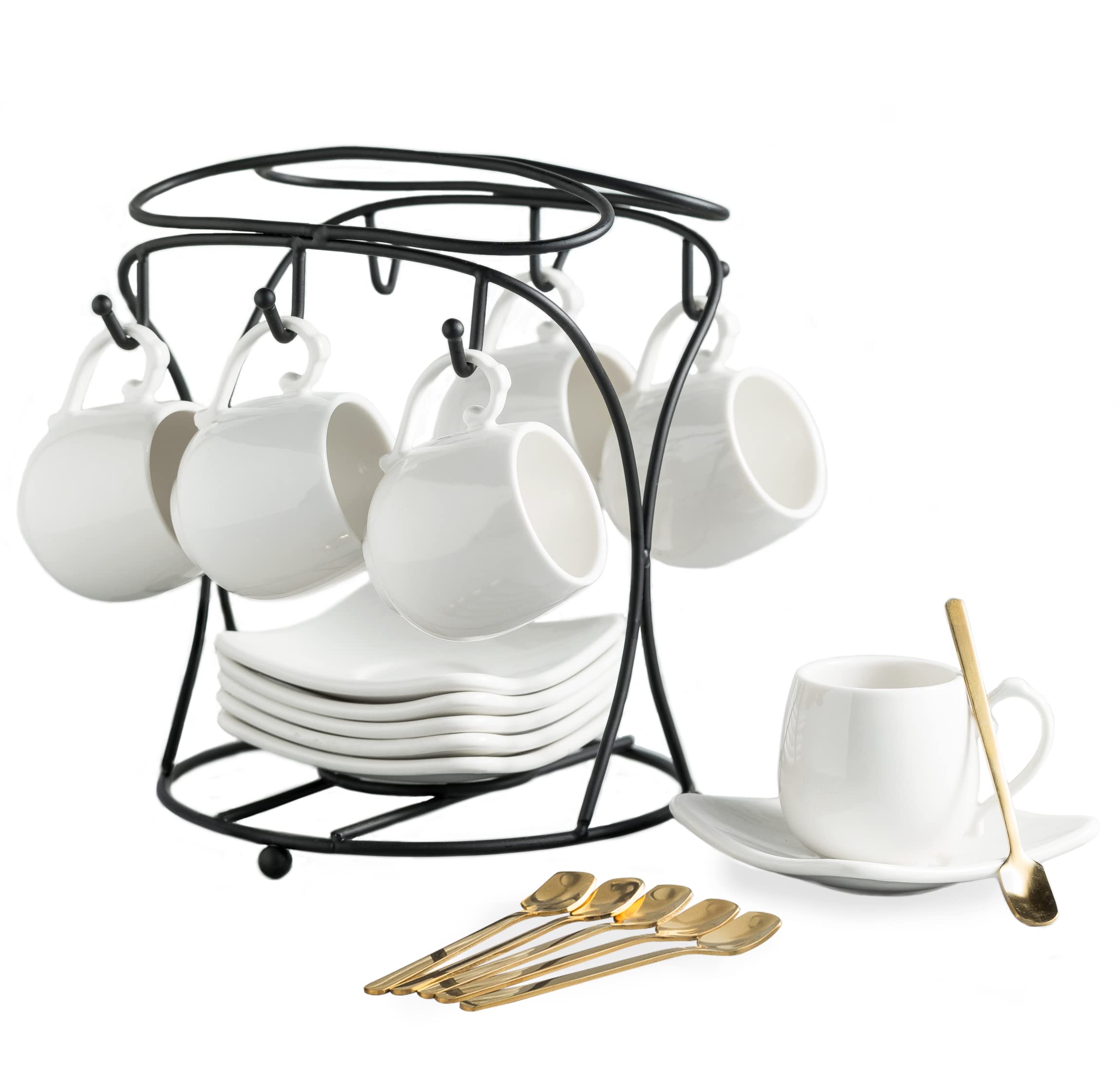 Amazon.com | LYEOBOH Espresso Cups with Saucers Set, Coffee Cups